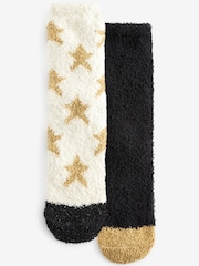 Bath & Body Works Black/Cream Bath & Body Works Fluffy Socks 2 Pack - Image 4 of 6