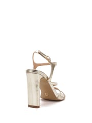 Novo Gold Wide Fit Molly Strappy Slim Block High Heel Sandals - Image 4 of 6