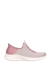 Skechers Pink Womens Ultra Flex 3.0 Right Away Slip In Stretch Fit Trainers - Image 1 of 5