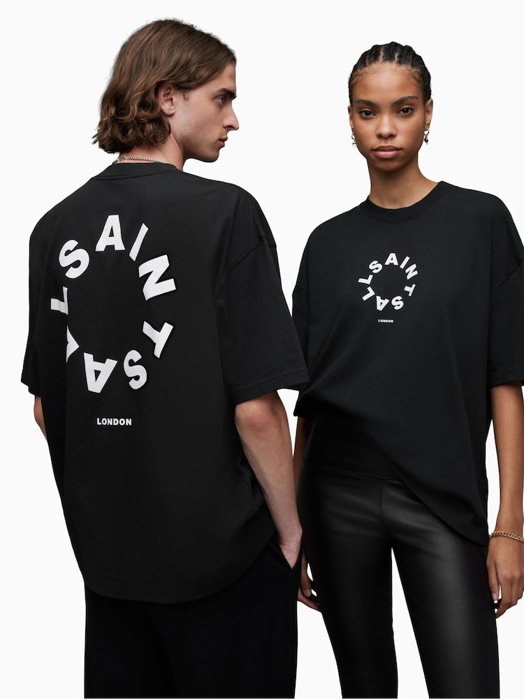 Черный - Футболка с вырезом под горло и короткими рукавами Allsaints Tierra - Изображение 2 из 11