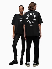 Черный - Футболка с вырезом под горло и короткими рукавами Allsaints Tierra - Изображение 3 из 11