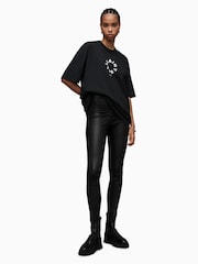 Черный - Футболка с вырезом под горло и короткими рукавами Allsaints Tierra - Изображение 5 из 11