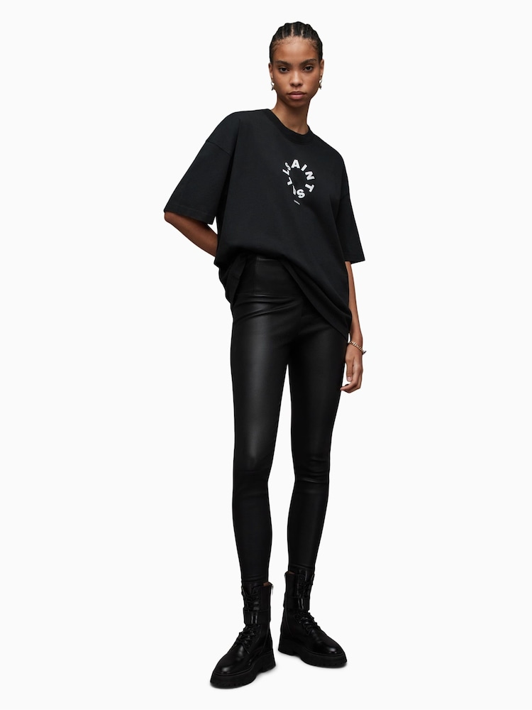 AllSaints Black Tierra Short Sleeve Crew T-Shirt - Image 5 of 11