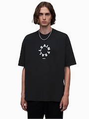 Черный - Футболка с вырезом под горло и короткими рукавами Allsaints Tierra - Изображение 6 из 11