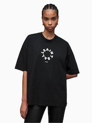 Черный - Футболка с вырезом под горло и короткими рукавами Allsaints Tierra - Изображение 7 из 11