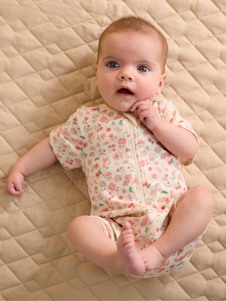 Purebaby Short Sleeve Zip Rompers 2 Pack - Εικόνα 1 από 6