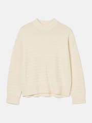 Joules Bernie Cream Crew Neck Textured Jumper Contains Merino Wool - Image 6 of 6