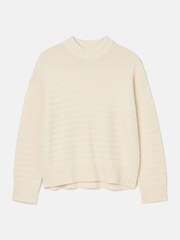 Joules Bernie Cream Crew Neck Textured Jumper Contains Merino Wool - Image 6 of 6