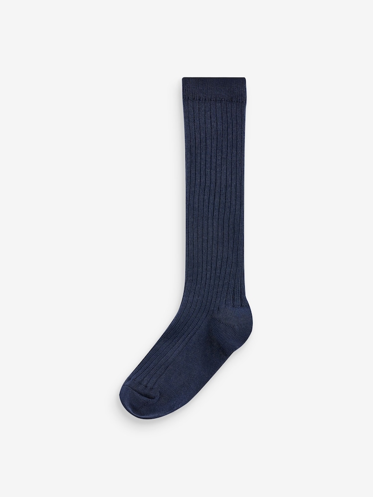 Navy 5 Pack Cotton Rich Knee High Socks - Image 2 of 2