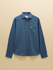 Joules Blue Linen Blend Long Sleeve Shirt - Image 4 of 4