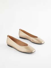 Gold Signature Leather Hi Cut Ballerina Shoes - Image 3 of 7
