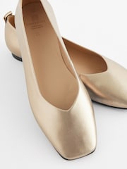 Gold Signature Leather Hi Cut Ballerina Shoes - Image 6 of 7