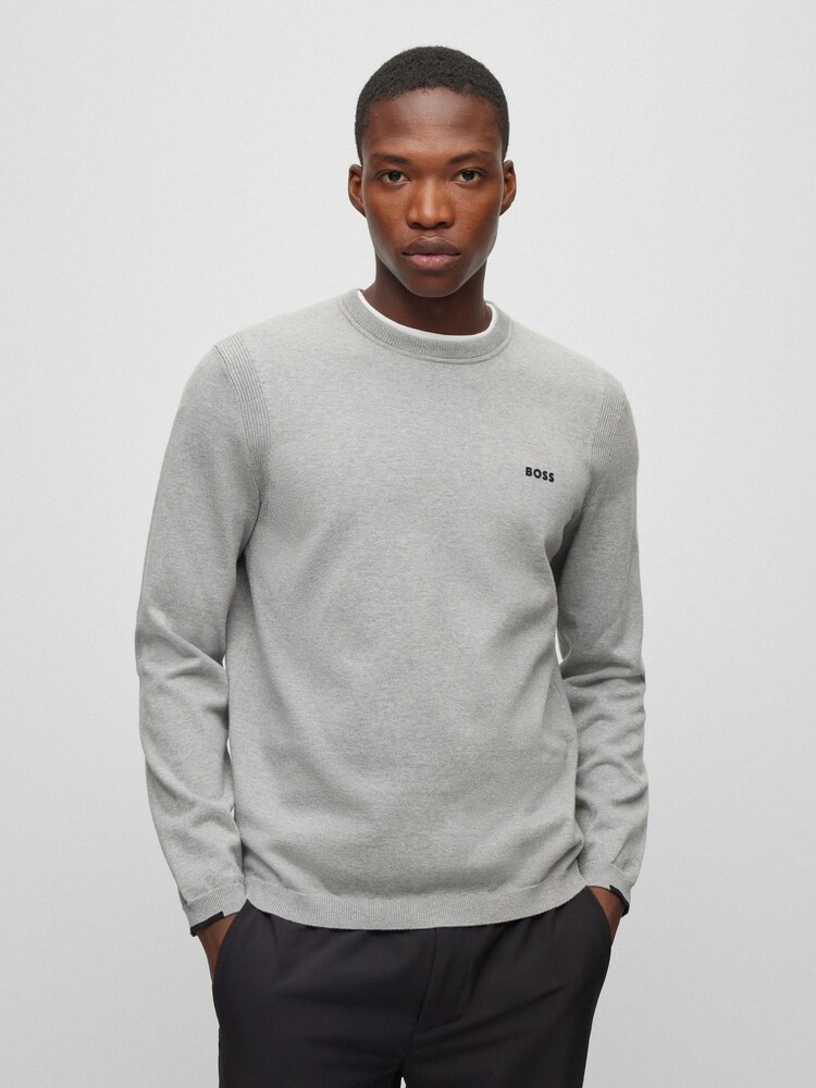 BOSS Grey Mix & Match Tracksuit Crew Neck Sweatshirt - Image 1 of 5