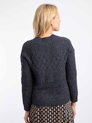 Weird Fish Navy Blue Amiens Mixed Stitch Cardigan - Image 2 of 7