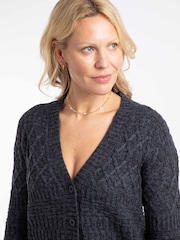 Weird Fish Navy Blue Amiens Mixed Stitch Cardigan - Image 4 of 7