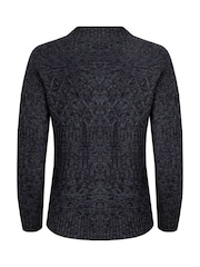 Weird Fish Navy Blue Amiens Mixed Stitch Cardigan - Image 7 of 7