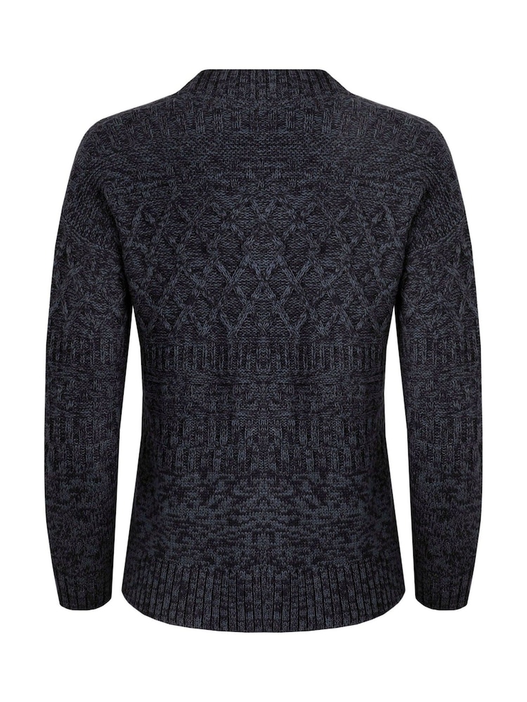 Weird Fish Navy Blue Amiens Mixed Stitch Cardigan - Image 7 of 7