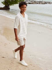 White 100% Cotton Short Sleeve Textured Knit Shirt (3-16yrs) - Image 2 of 8