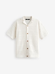 White 100% Cotton Short Sleeve Textured Knit Shirt (3-16yrs) - Image 6 of 8