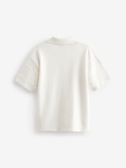 White 100% Cotton Short Sleeve Textured Knit Shirt (3-16yrs) - Image 7 of 8