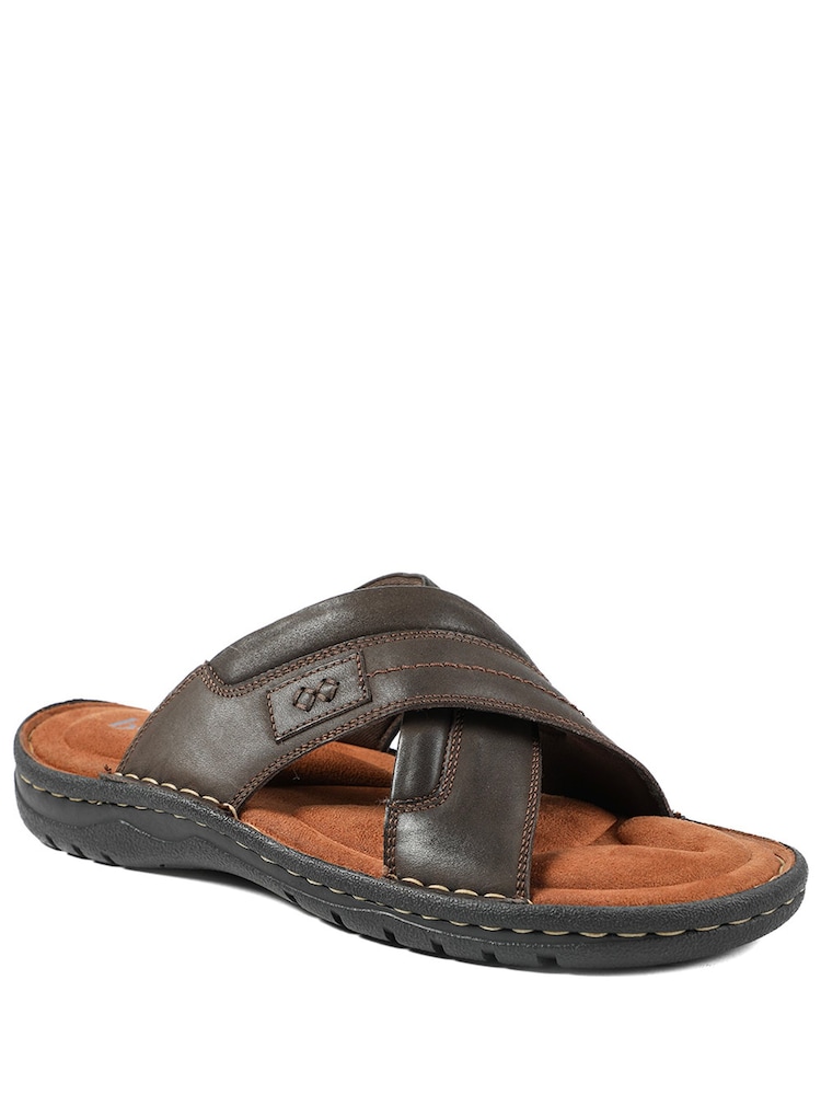 Pavers Brown Leather Mule Sandals - Image 1 of 5