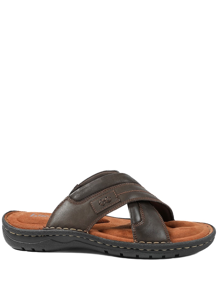 Pavers Brown Leather Mule Sandals - Image 2 of 5
