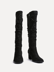 Linzi Black Margot Faux Suede Square Toe Block Heel Knee High Boots - Image 3 of 5