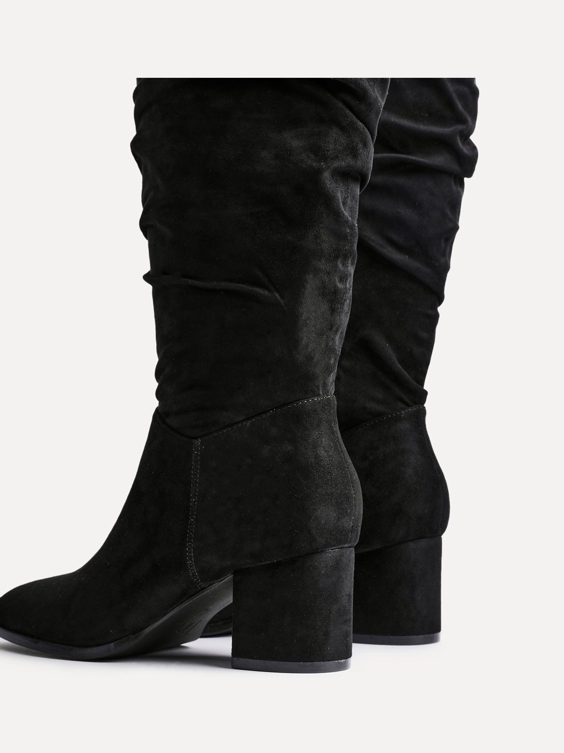 Buy Linzi Black Margot Faux Suede Square Toe Block Heel Knee Buy Linzi Black Margot Faux Suede Square Toe Block Heel Knee