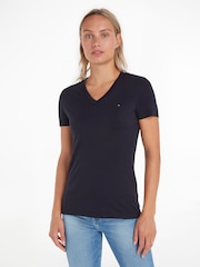 Blau - Tommy Hilfiger Heritage T-Shirt mit V-Ausschnitt - Bild 1 von 5