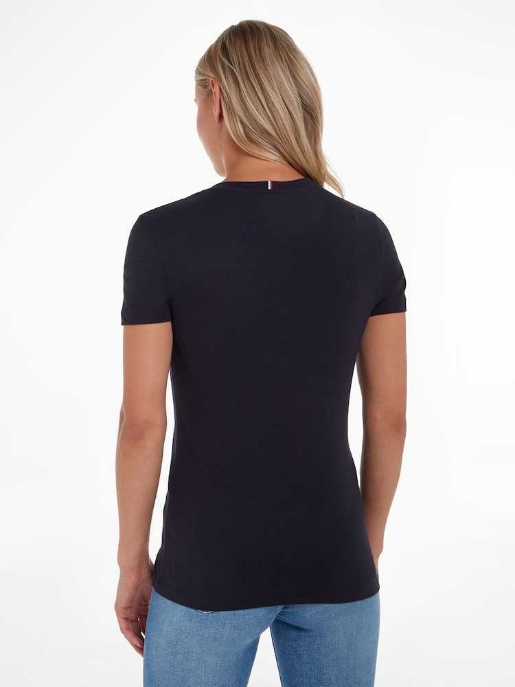 Blau - Tommy Hilfiger Heritage T-Shirt mit V-Ausschnitt - Bild 2 von 5