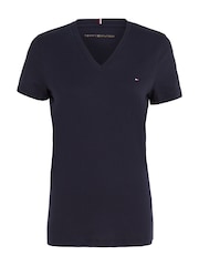 Blau - Tommy Hilfiger Heritage T-Shirt mit V-Ausschnitt - Bild 4 von 5