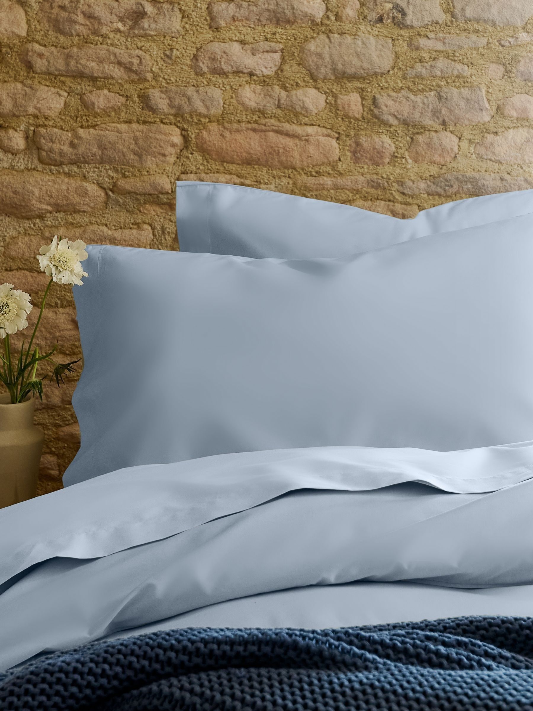 CHRISTY Pure Cotton Percale Standard Pillowcase Pair in Pale Blue - Image 4