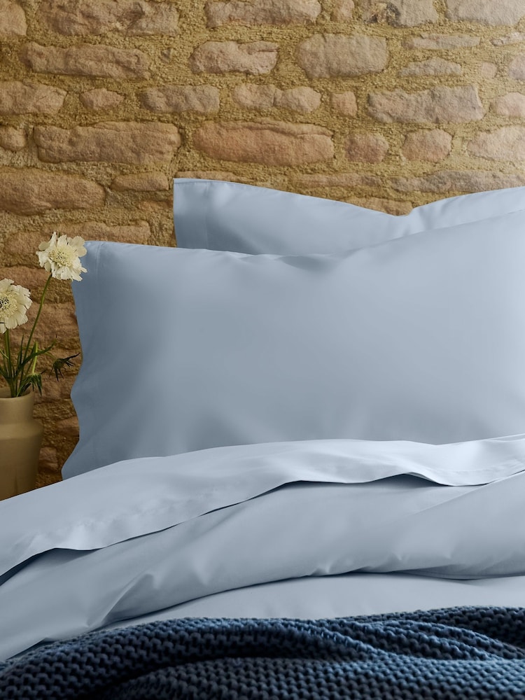 Christy Blue Pure Cotton Percale Pillowcase Pair - Image 1 of 3