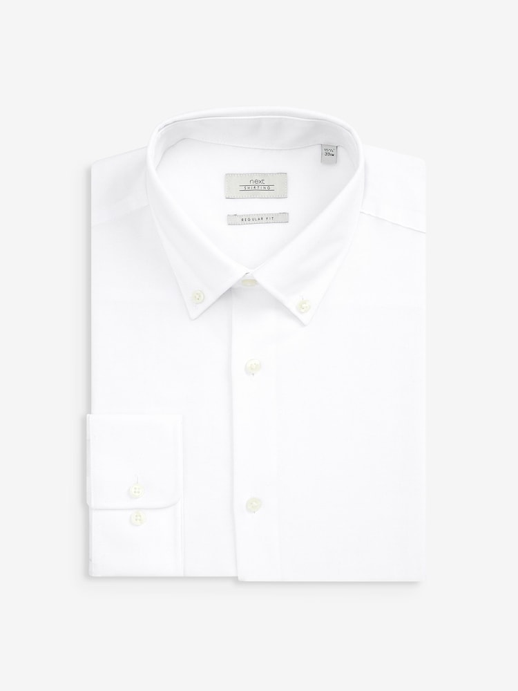 White Regular Fit Easy Care Single Cuff Oxford Shirt - Image 1 of 3