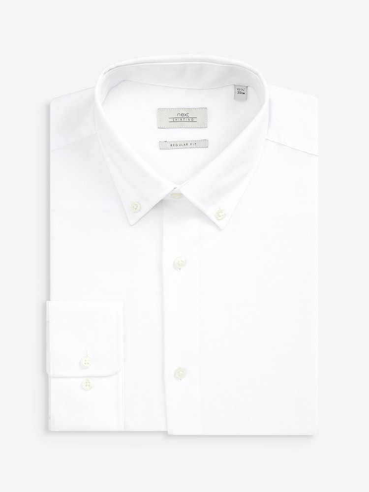 White Regular Fit Easy Care Single Cuff Oxford Shirt - Image 3 of 3