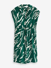 Apricot Green Swirl Tie Thru Shirt Midi Dress - Image 5 of 5