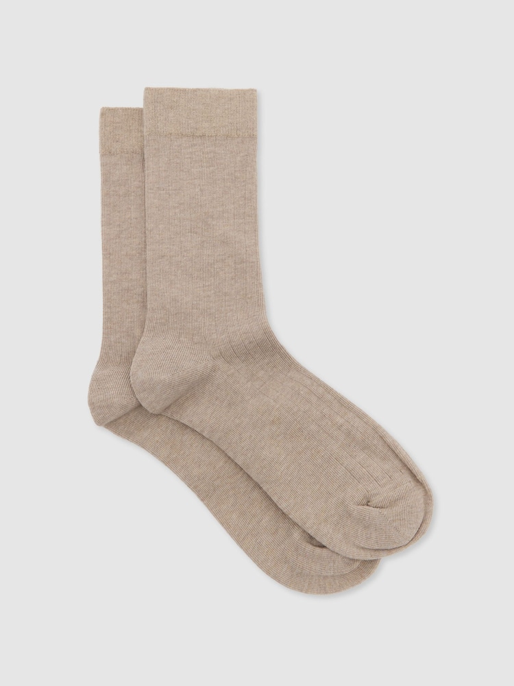 Taupe (Taupe) - Chaussettes Reiss Felicia côtelées en coton mélangé - Image 1 de 3