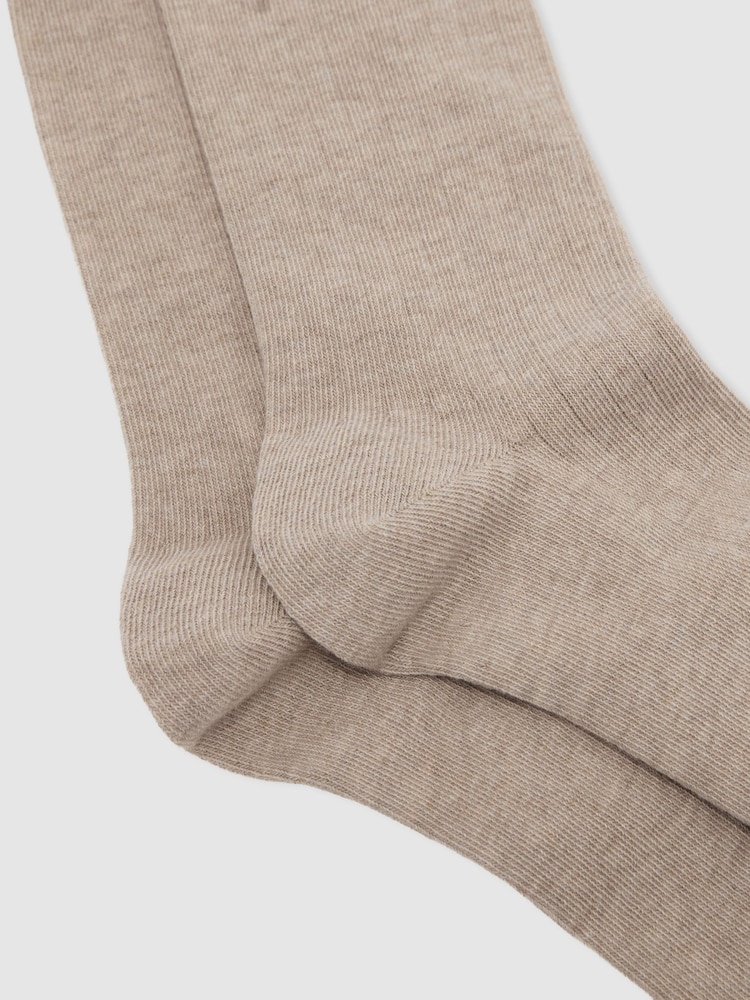 Taupe (Taupe) - Chaussettes Reiss Felicia côtelées en coton mélangé - Image 2 de 3