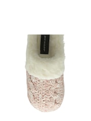 Dunlop Pink Ladies Knitted Closed Toe Mule Slippers - Image 4 of 4