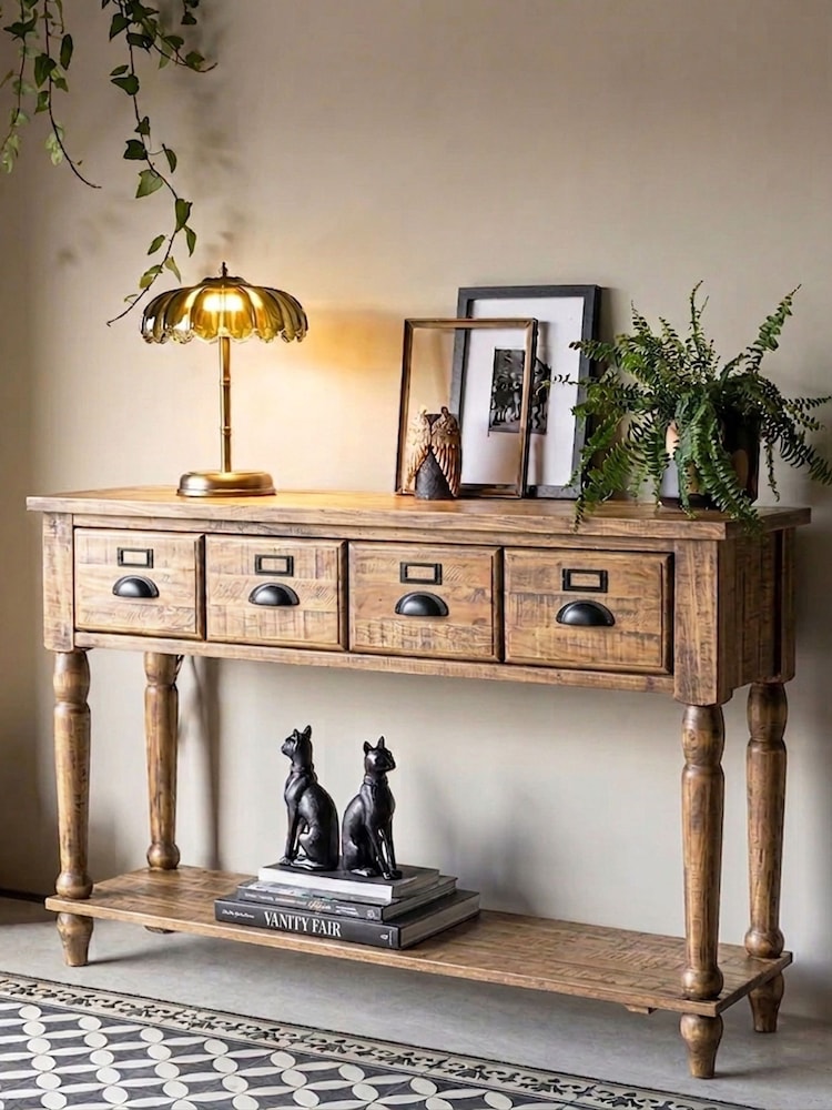 Rockett St George Natural Pine Apothecary Style Console Table - Image 1 of 5