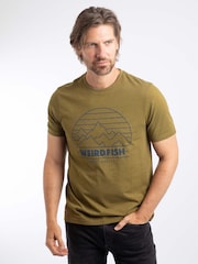 Weird Fish Mustard Brown Off Grid Front Print Graphic T-Shirt - Image 1 of 6