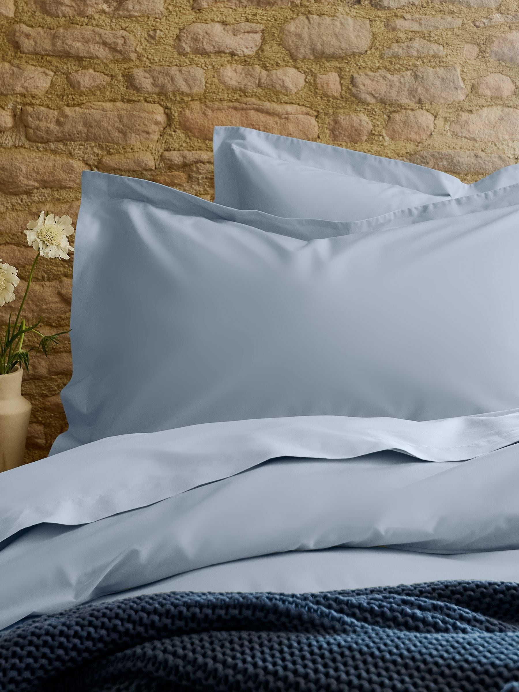 Christy 200TC Organic Oxford Pillowcases | Set of 2 | Classic Blue | 100% Certified Organic Cotton Bedding | Super Soft and Smooth Bed Linen - Image 3