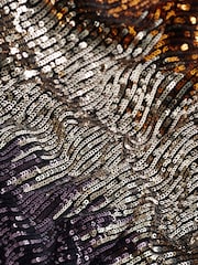 Purple Ombre Long Sleeve Belted Sequin Mini Dress - Image 6 of 6