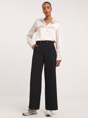 JD Williams Black Adjustable Waist Wide Leg Trousers - Image 1 of 3
