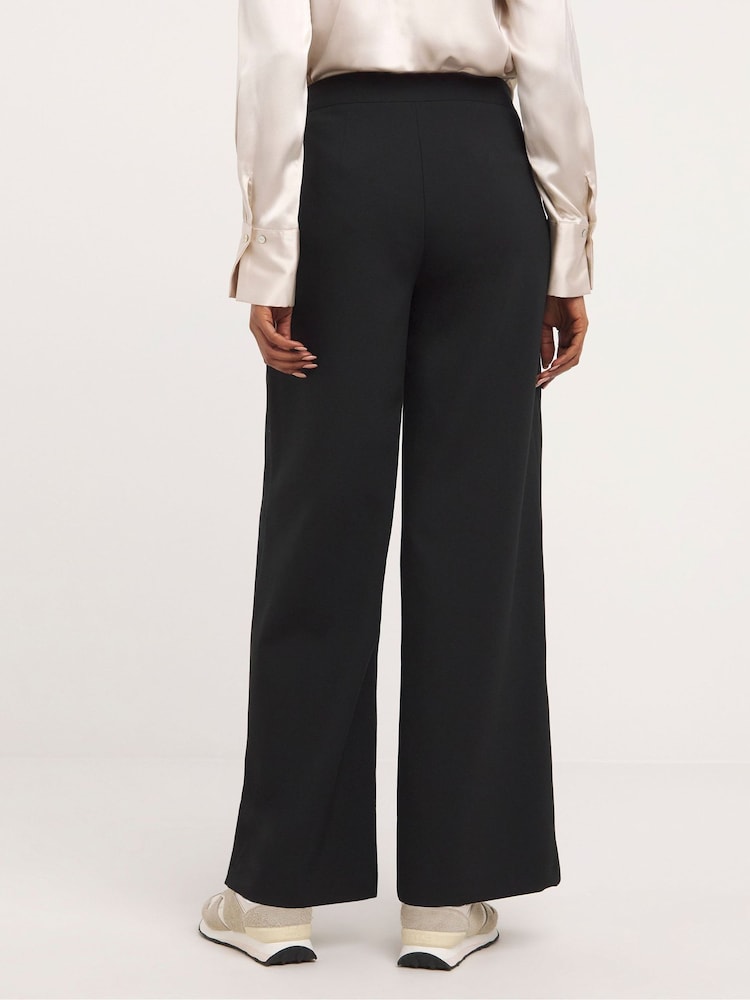 JD Williams Black Adjustable Waist Wide Leg Trousers - Image 2 of 3