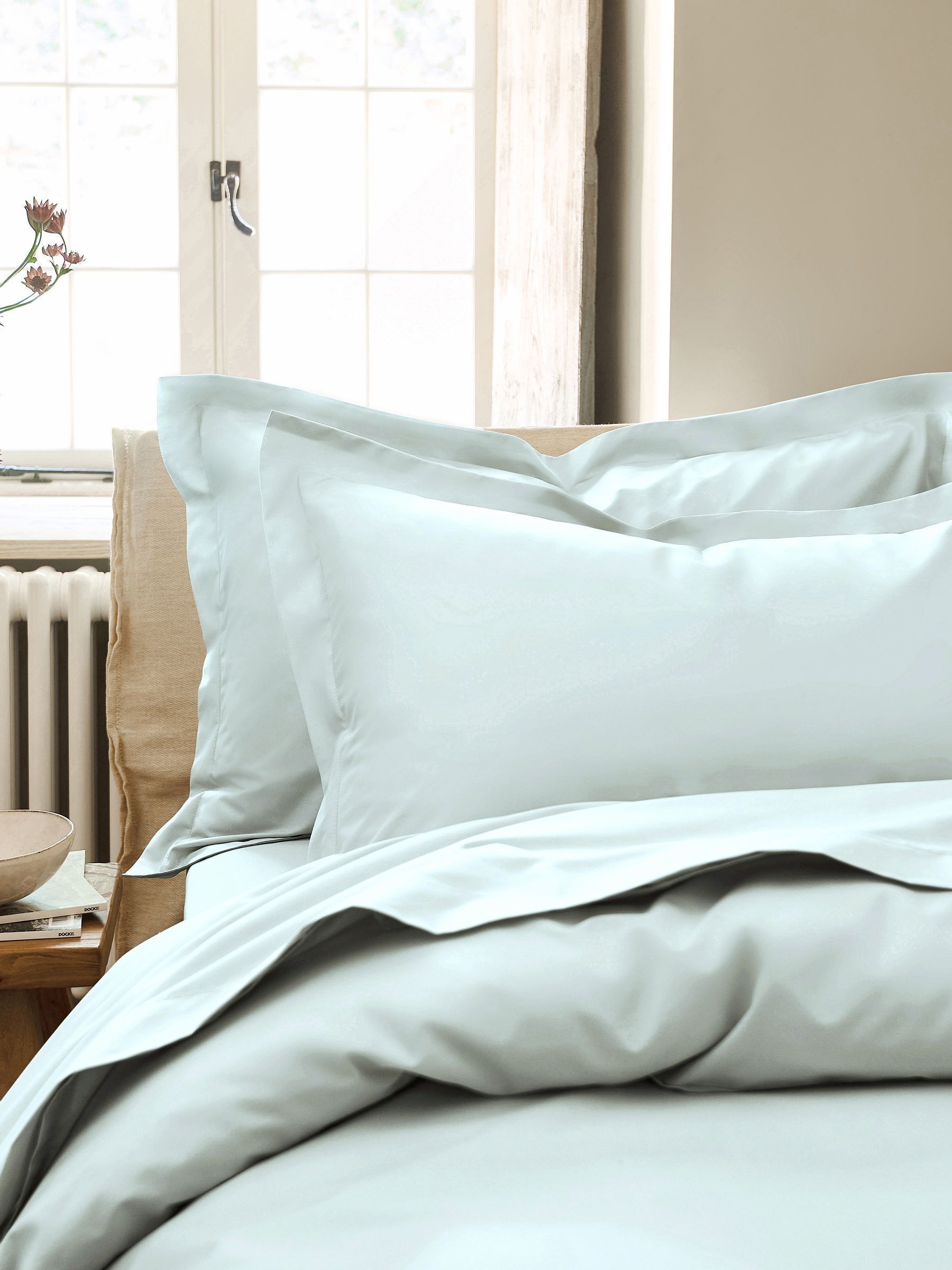 Christy Unisex Duck Egg Blue Pure Cotton Percale Oxford Pillowcase Pair In - Image 1