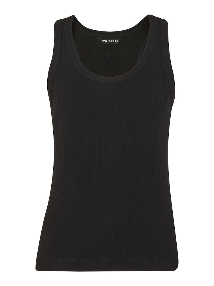 Whistles Black Ultimate Ribbed Scoop Vest - Image 4 of 4 Whistles Black Ultimate Ribbed Scoop Vest - Image 4 of 4