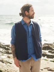 Seasalt Cornwall Blue Organic Cotton Metern Waistcoat - Image 1 of 6