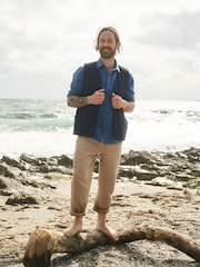 Seasalt Cornwall Blue Organic Cotton Metern Waistcoat - Image 2 of 6