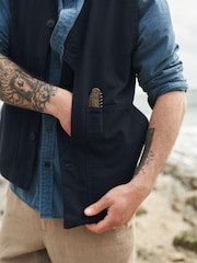Seasalt Cornwall Blue Organic Cotton Metern Waistcoat - Image 4 of 6